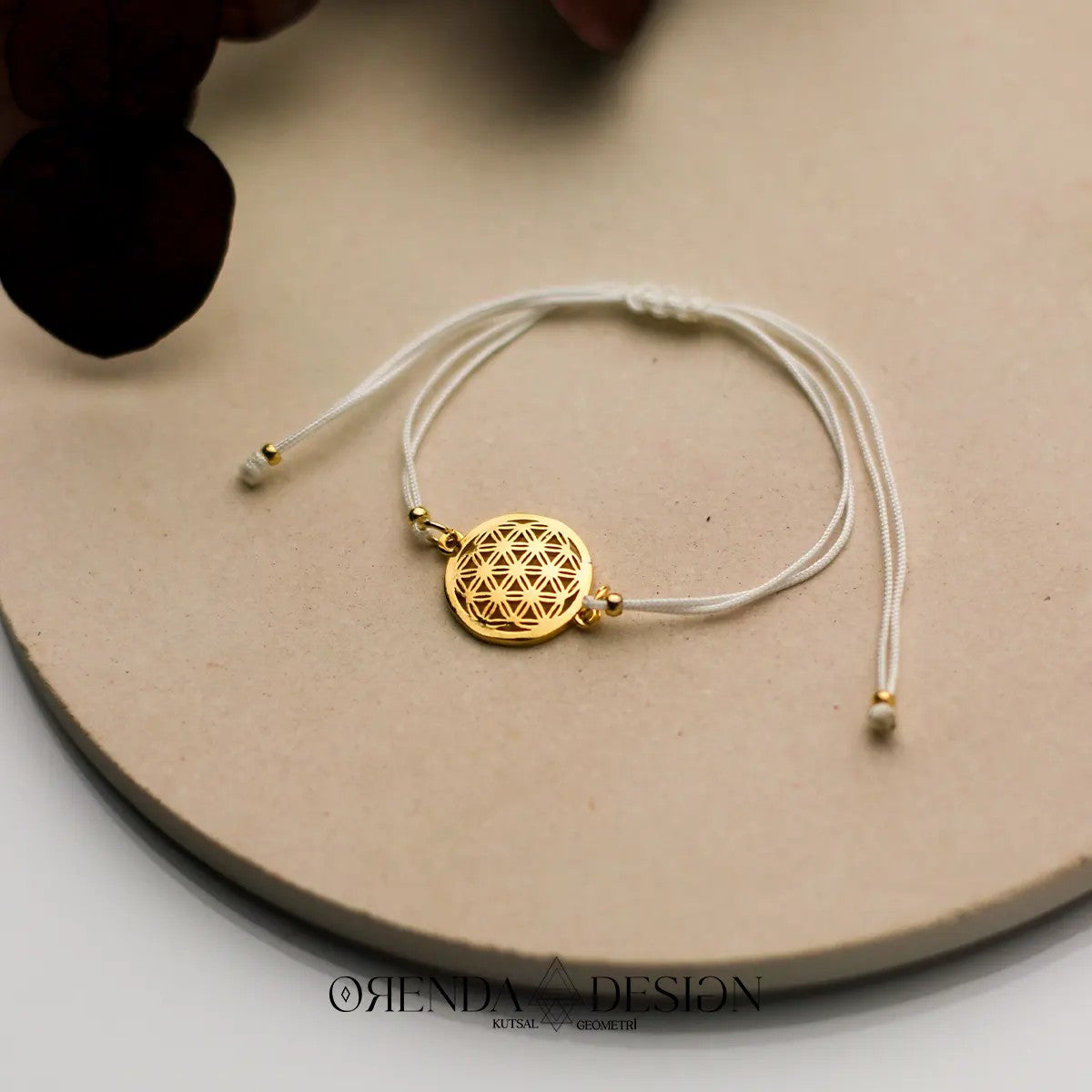 Gold Flower of Life Bracelet White Thread No.2