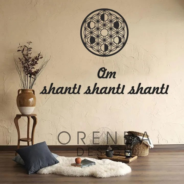 “Om Shanti Shanti Shanti” Wooden Wall Writing