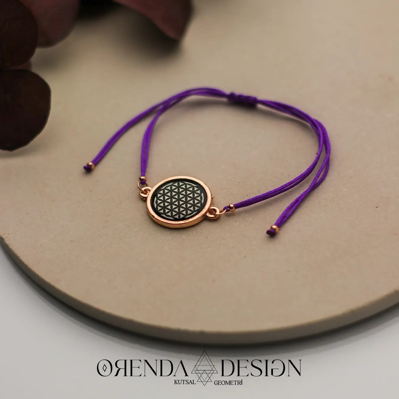 Rose Flower of Life Bracelet Purple Thread Epoxy