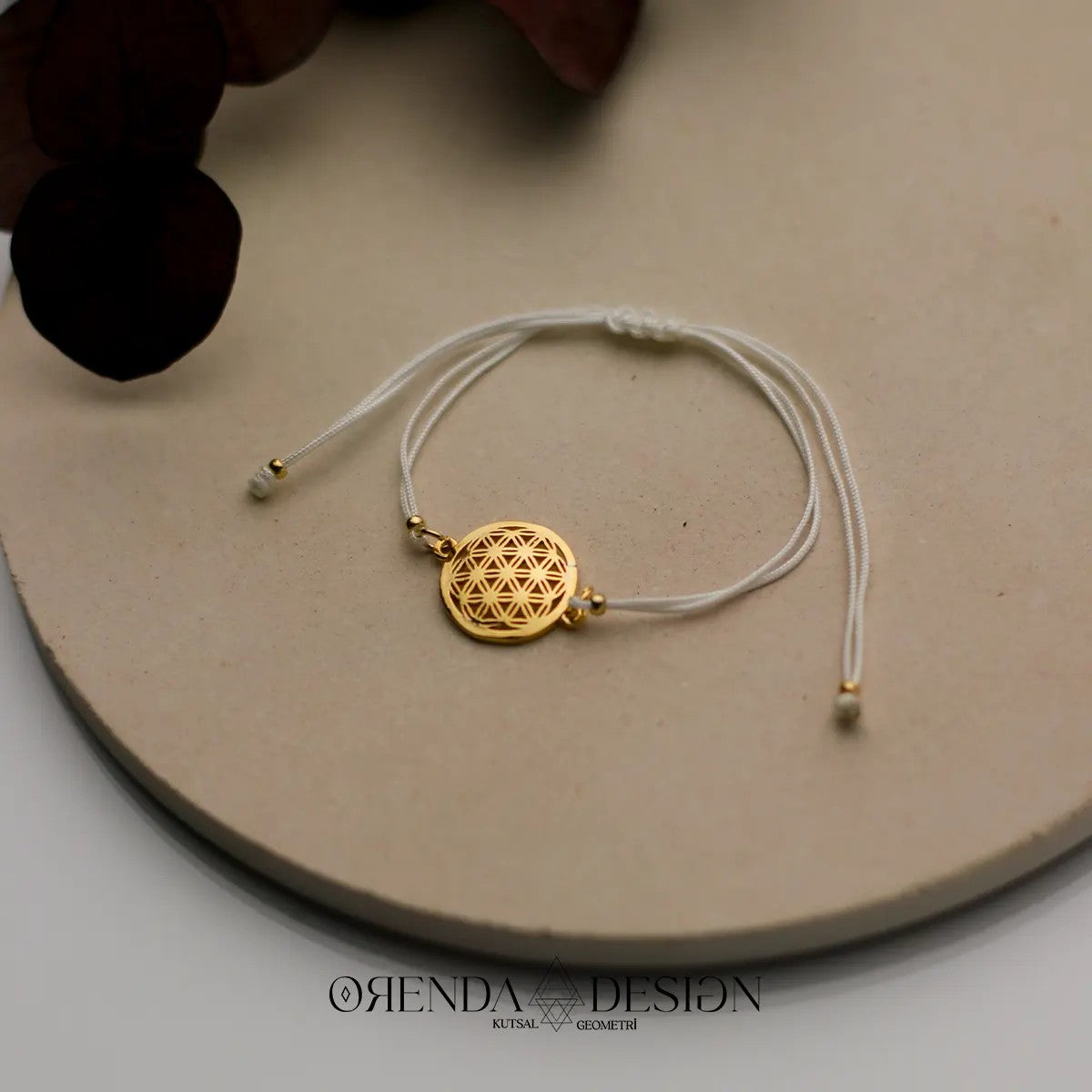 Gold Flower of Life Bracelet White Thread No.2