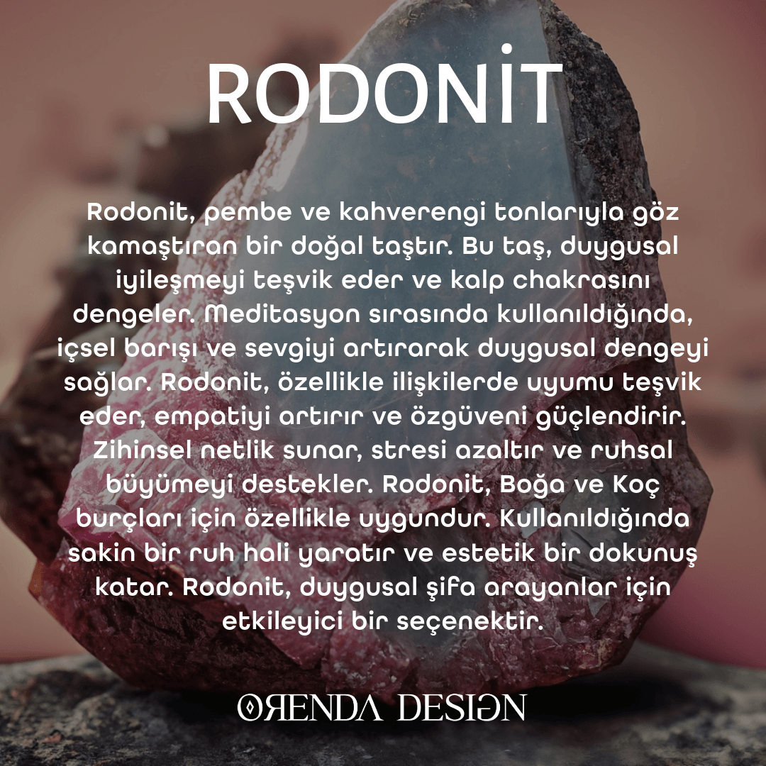 Rodonit Doğal Taş Bileklik (Duygusal denge ve Dengeli İlişkiler)