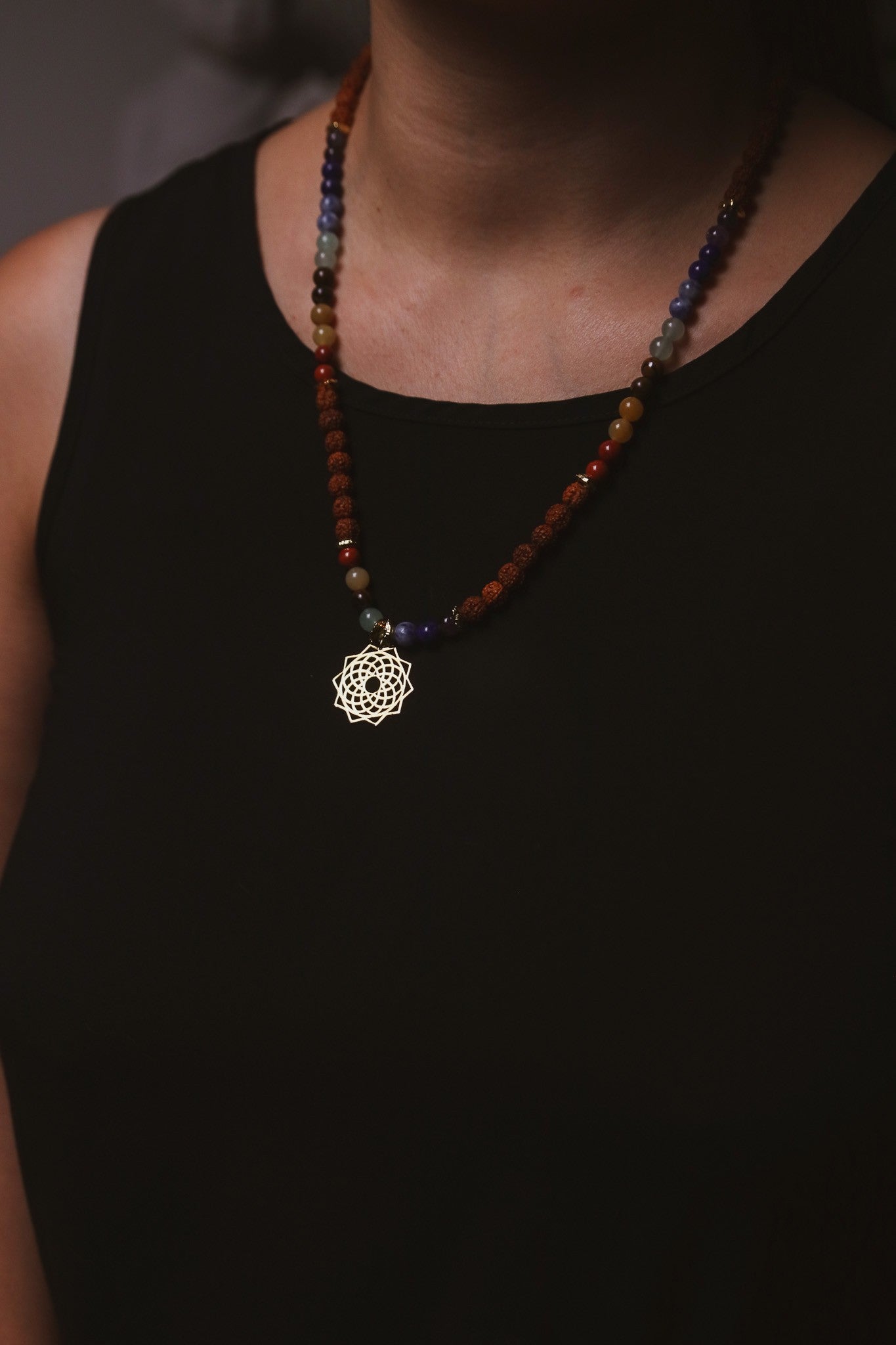 SPIRITUAL BALANCE – Torus- 7 Chakra – Rudhaska- Natural Stone Necklace