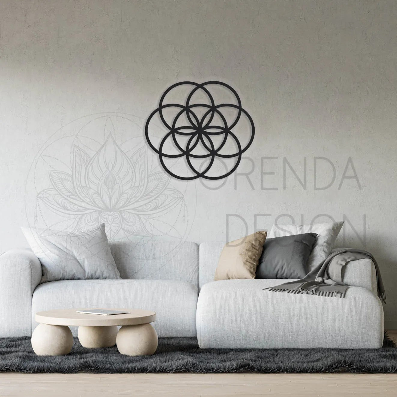 SEED OF LIFE Painting Wood - Black 