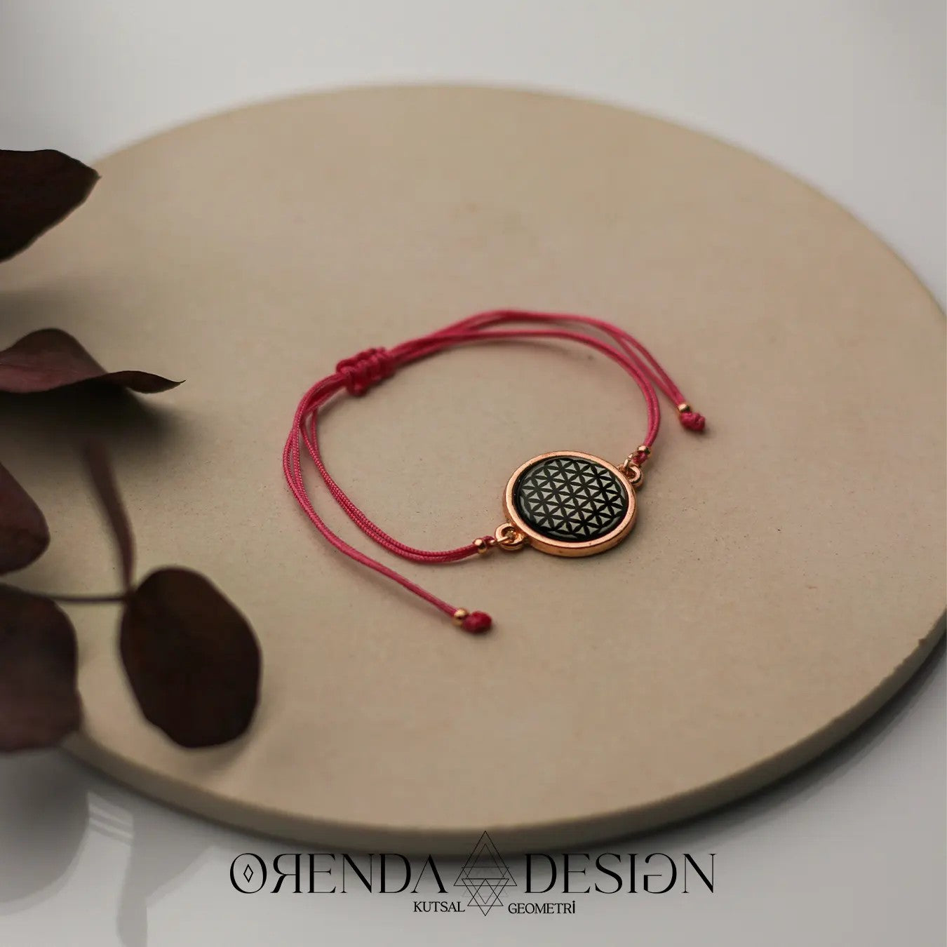 Rose Flower of Life Bracelet Pink Thread Epoxy