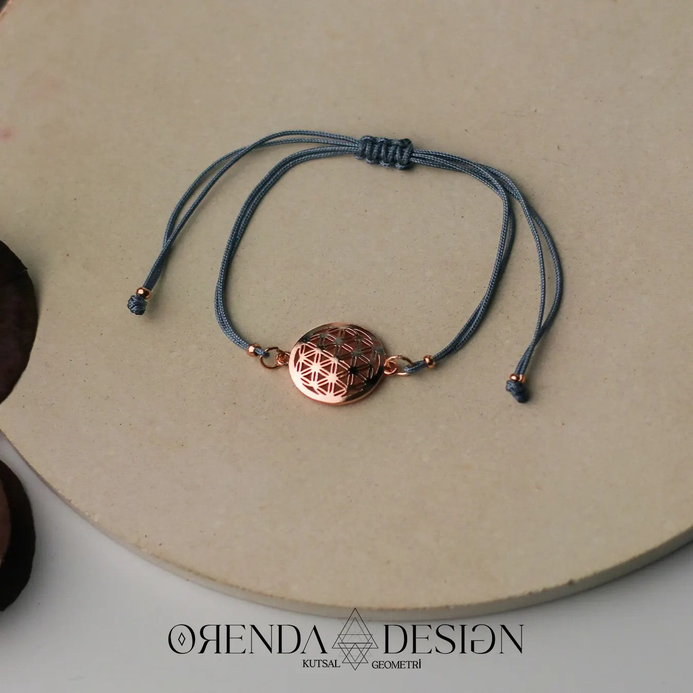 Rose Flower of Life Bracelet Gray-Blue Thread No.2