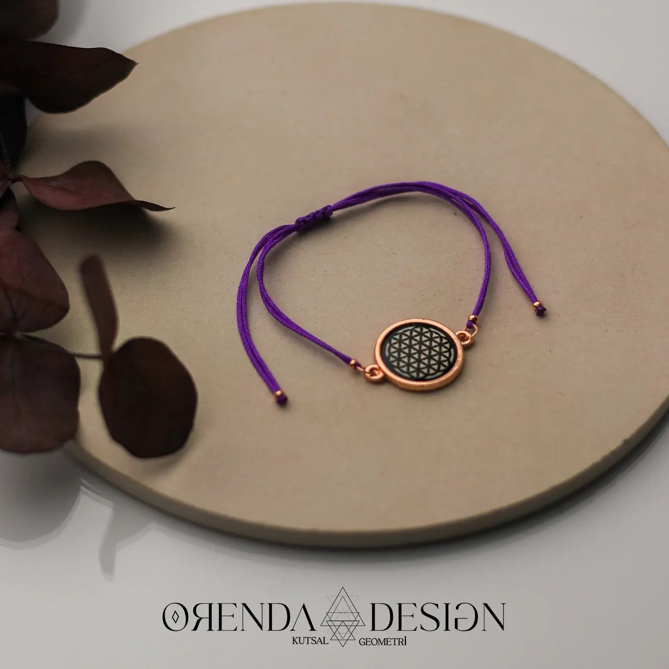 Rose Flower of Life Bracelet Purple Thread Epoxy