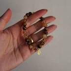 Citrine - Tiger Eye and Fatima Hand Symbol Natural Stone Bracelet - FIRE ELEMENT
