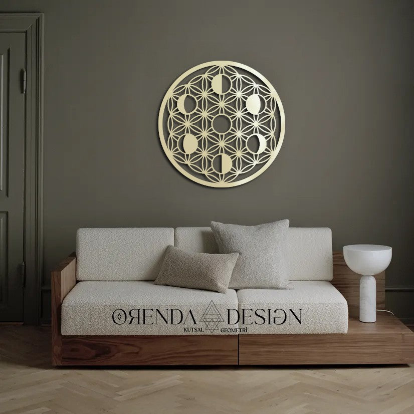 Gold Plexiglass FLOWER OF LIFE (MOON PHASES)