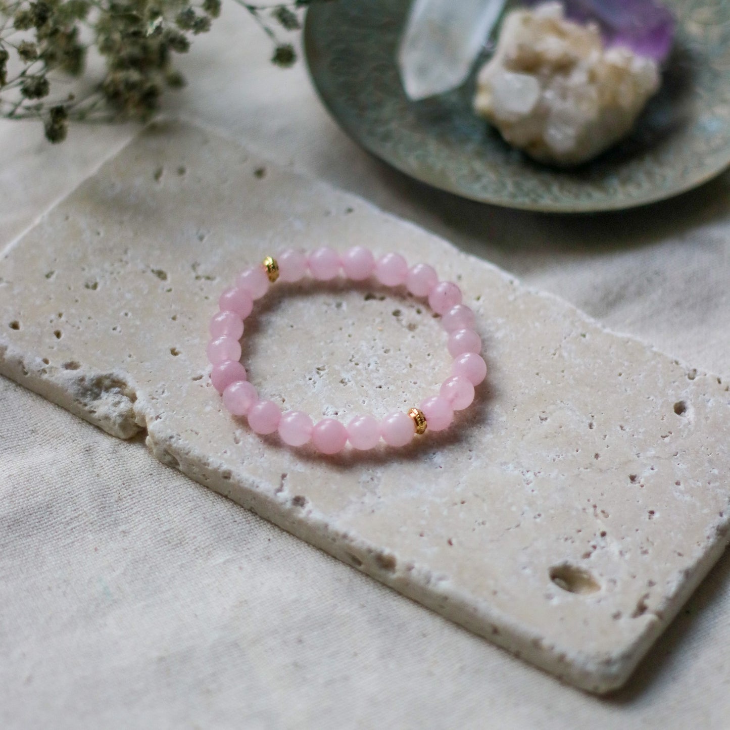 Rose Quartz Natural Stone Bracelet (Love and Relaxation)