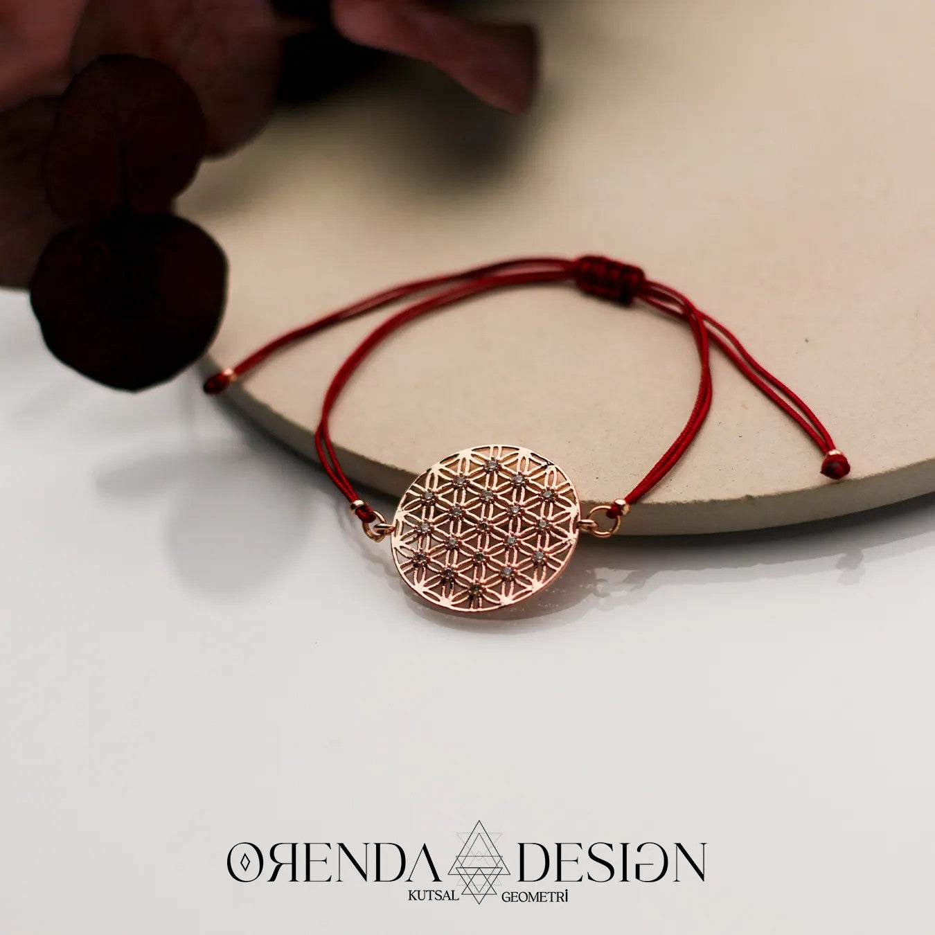 Rose Flower of Life Bracelet with Red String