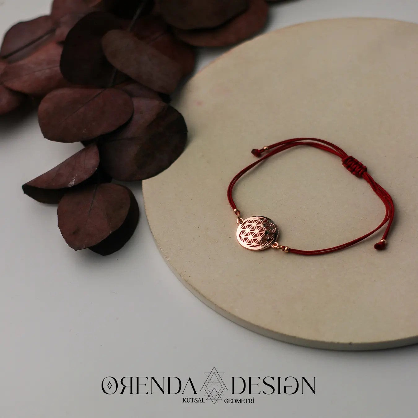 Rose Flower of Life Bracelet Burgundy Thread No.2