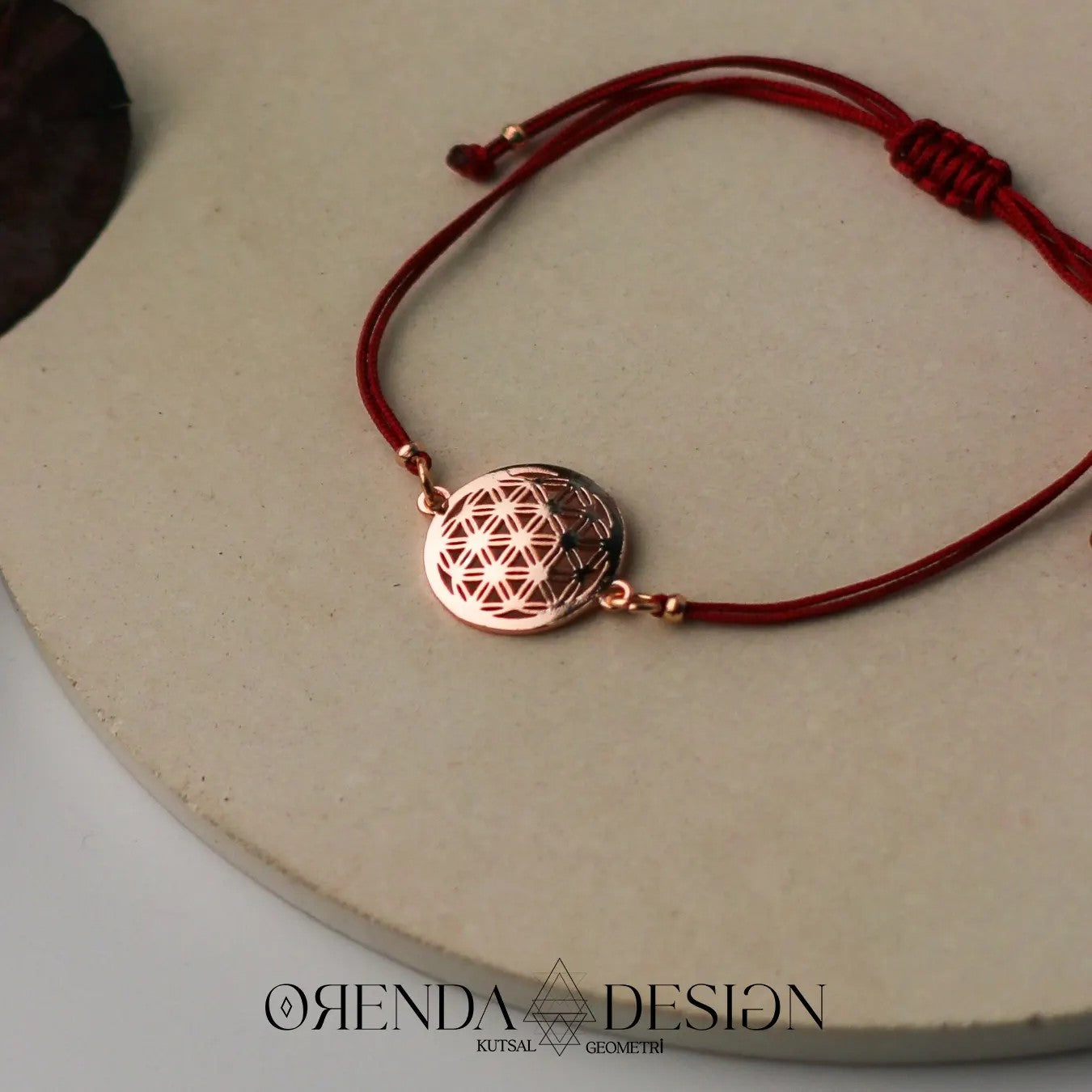 Rose Flower of Life Bracelet Burgundy Thread No.2