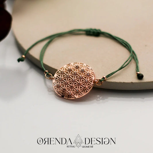 Rose Flower of Life Bracelet with Green Thread