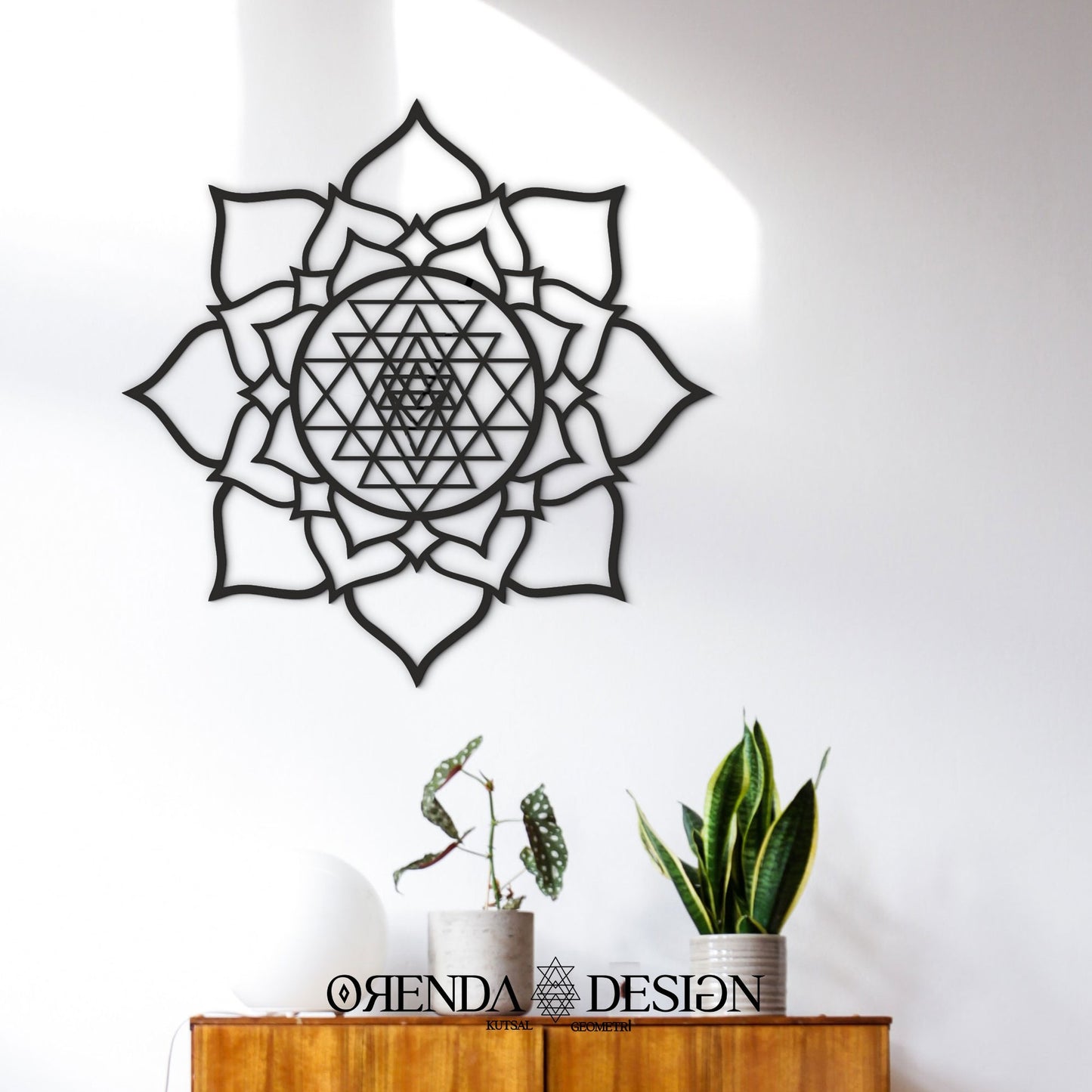 SRI YANTRA PETAL Painting Wood - Black 