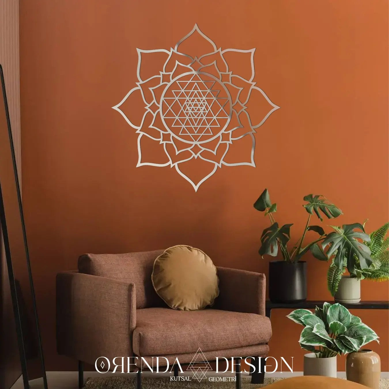 Gümüş Pleksi Taç Yaprak SRİ YANTRA