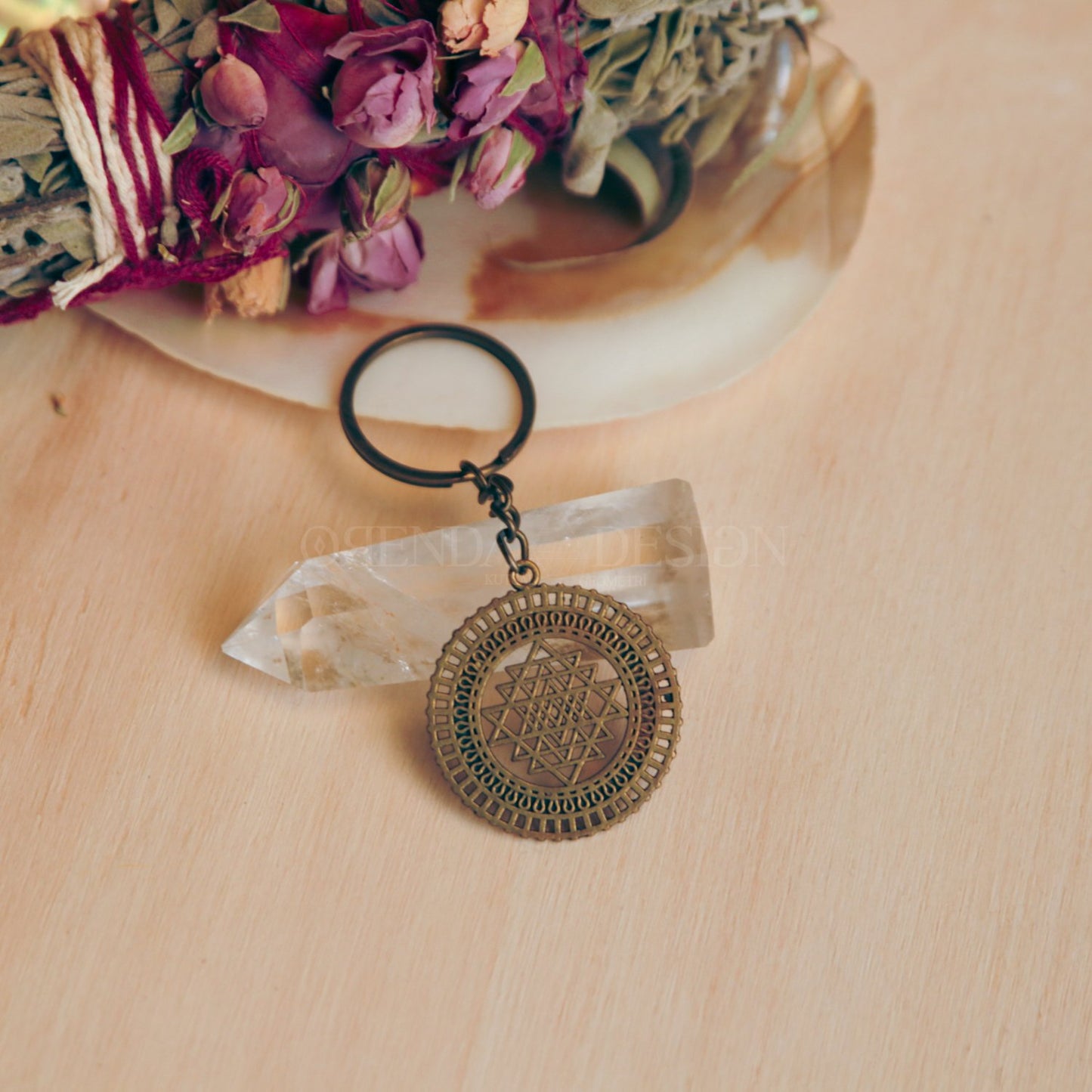 Bronze Sri Yantra Keychain