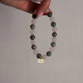 Labradorite - Rose Quartz and Lotus Flower Symbol Natural Stone Bracelet - AIR ELEMENT