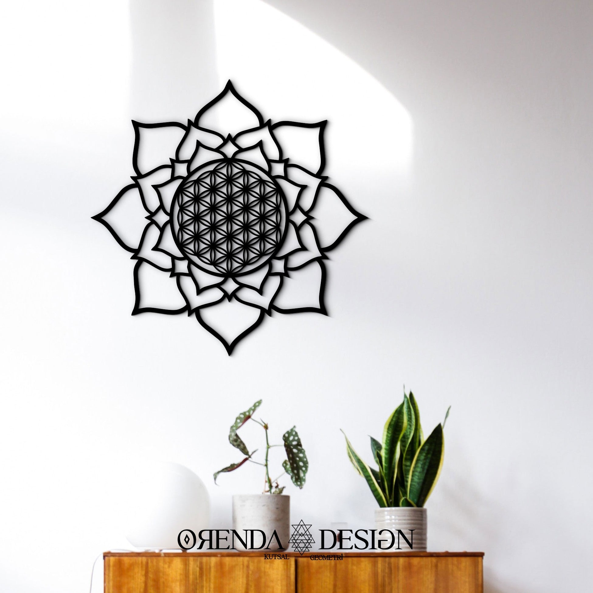 FLOWER OF LIFE PETAL Painting Wood - Black 