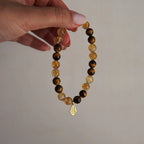 Citrine - Tiger Eye and Fatima Hand Symbol Natural Stone Bracelet - FIRE ELEMENT