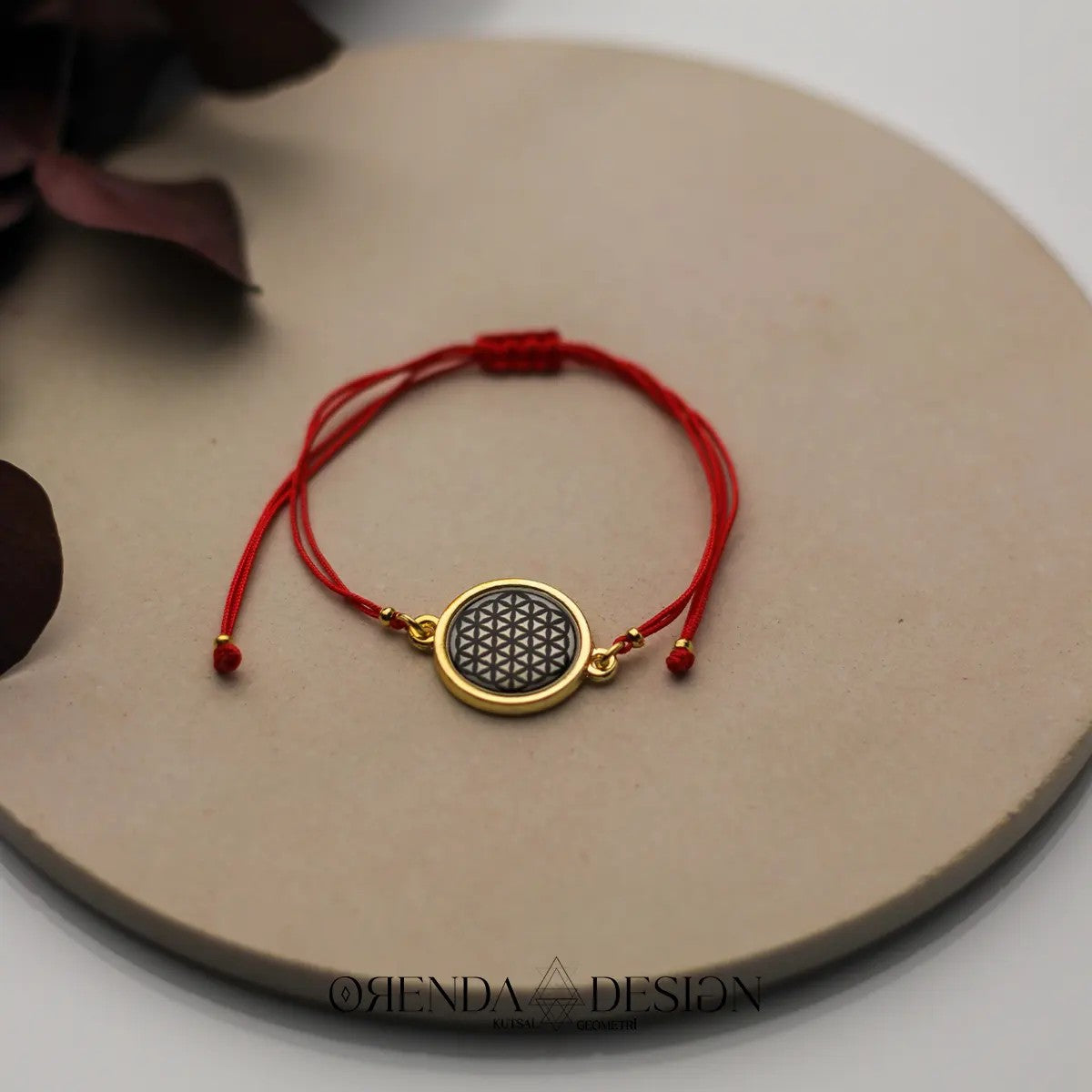 Gold Flower of Life Bracelet Red Thread Epoxy