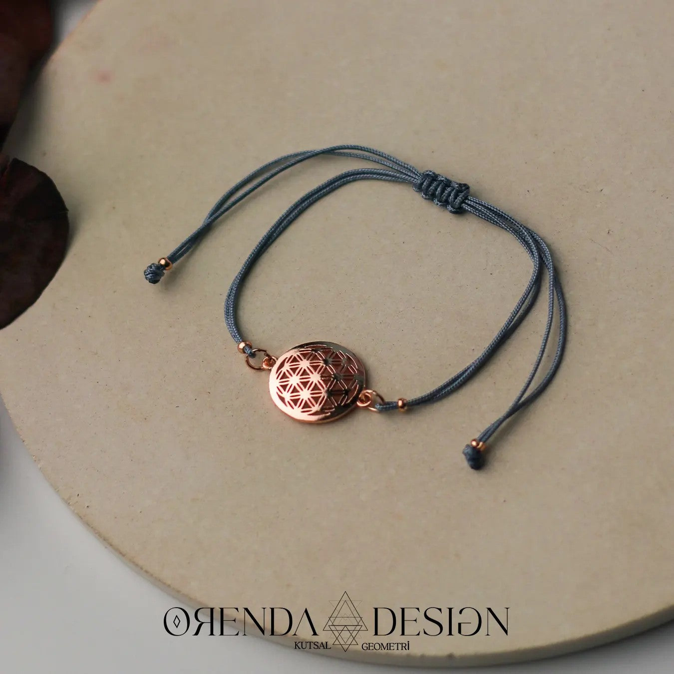 Rose Flower of Life Bracelet Gray-Blue Thread No.2