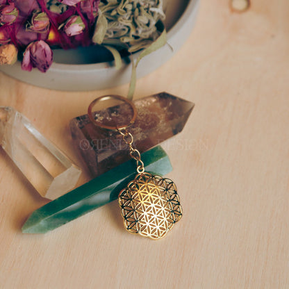 Gold Flower of Life Keychain