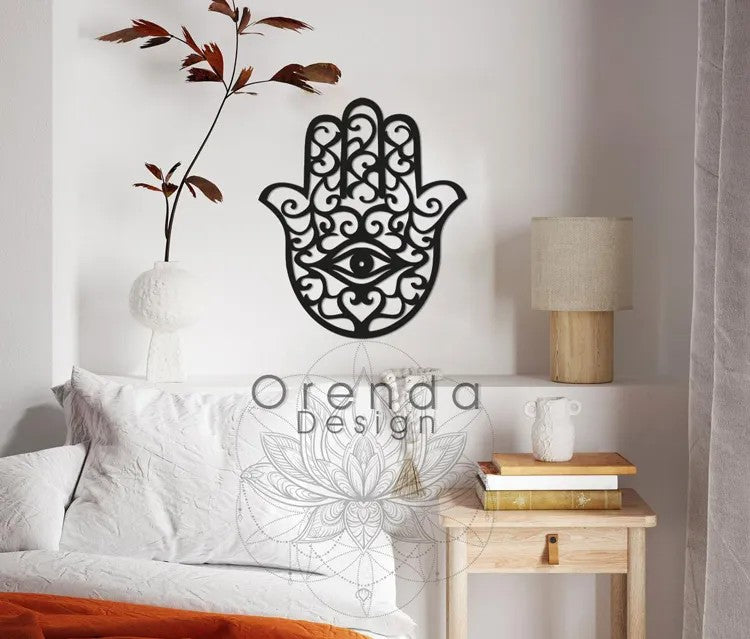 HAMSA (HAND OF MOTHER FATMA) - Painting Wood - Black 