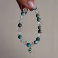 Necef - Apatite and Evil Eye Bead Symbol Natural Stone Bracelet - AIR ELEMENT