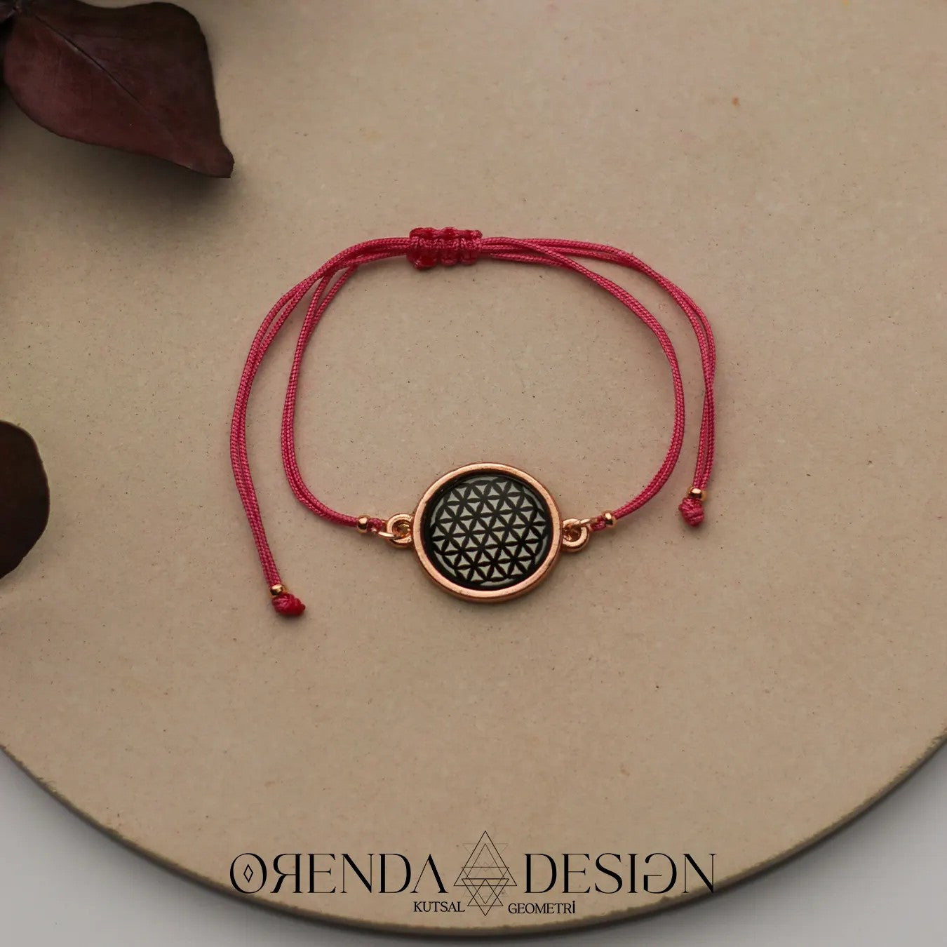 Rose Flower of Life Bracelet Pink Thread Epoxy