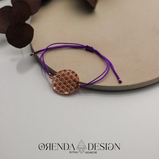 Rose Flower of Life Bracelet with Purple Thread