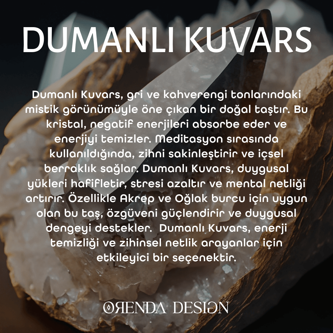 Dumanlı Kuvars Doğal Taş Bileklik (Negatifliği Temizleme ve Koruma)