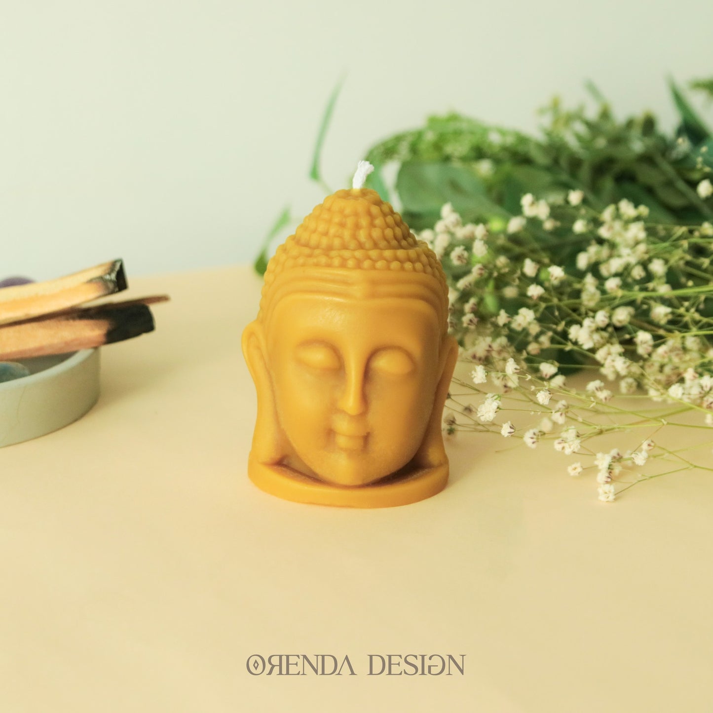 Buddha Head Beeswax Candle