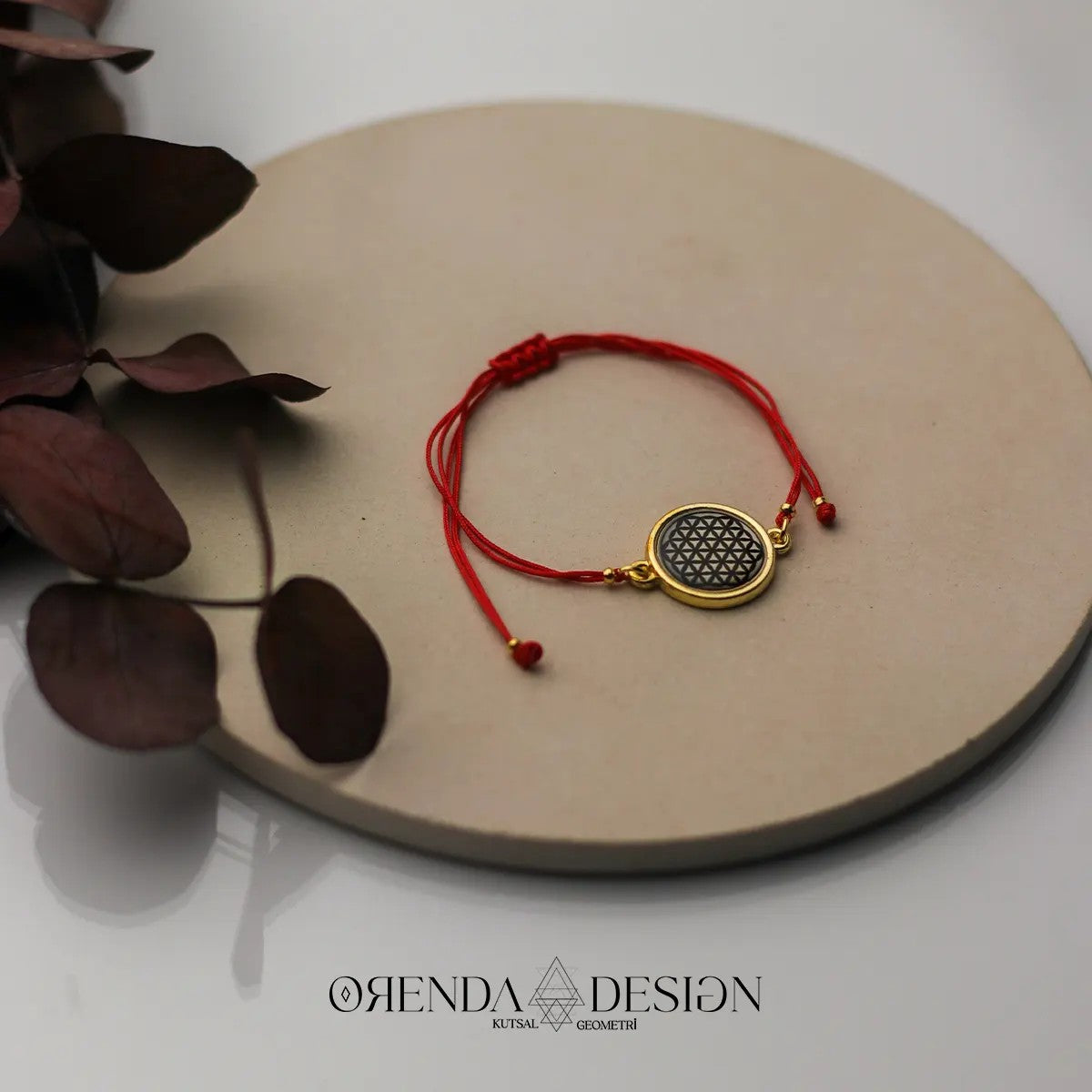 Gold Flower of Life Bracelet Red Thread Epoxy