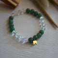 Green Aventurine - Crystal Quartz and Elephant Symbol Natural Stone Bracelet - EARTH ELEMENT