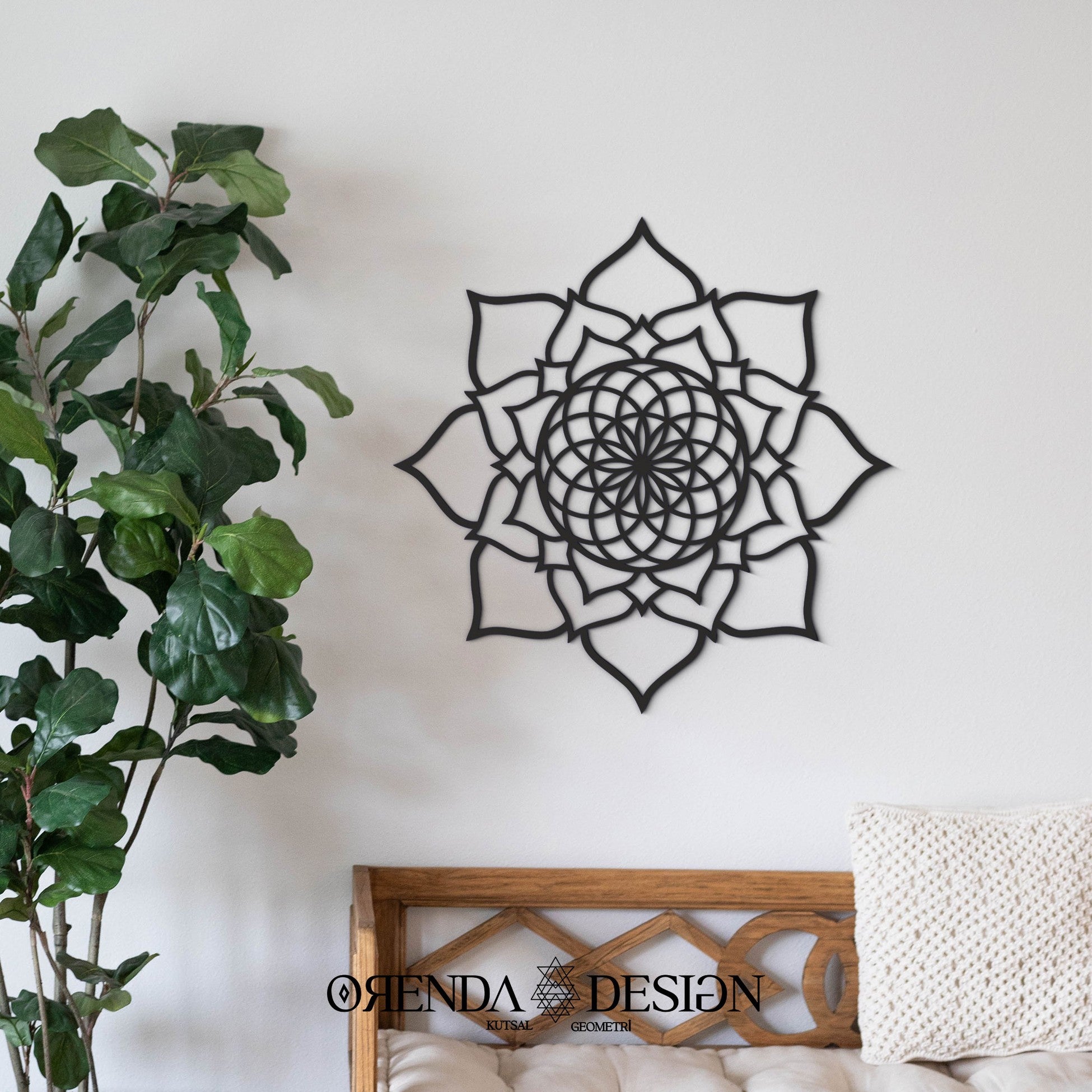 TORUS PETAL LEAF Painting Wood - Black 