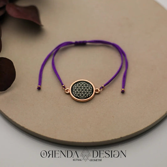 Rose Flower of Life Bracelet Purple Thread Epoxy