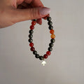 Pyrite - Red Agate and Bird Symbol Natural Stone Bracelet - FIRE ELEMENT