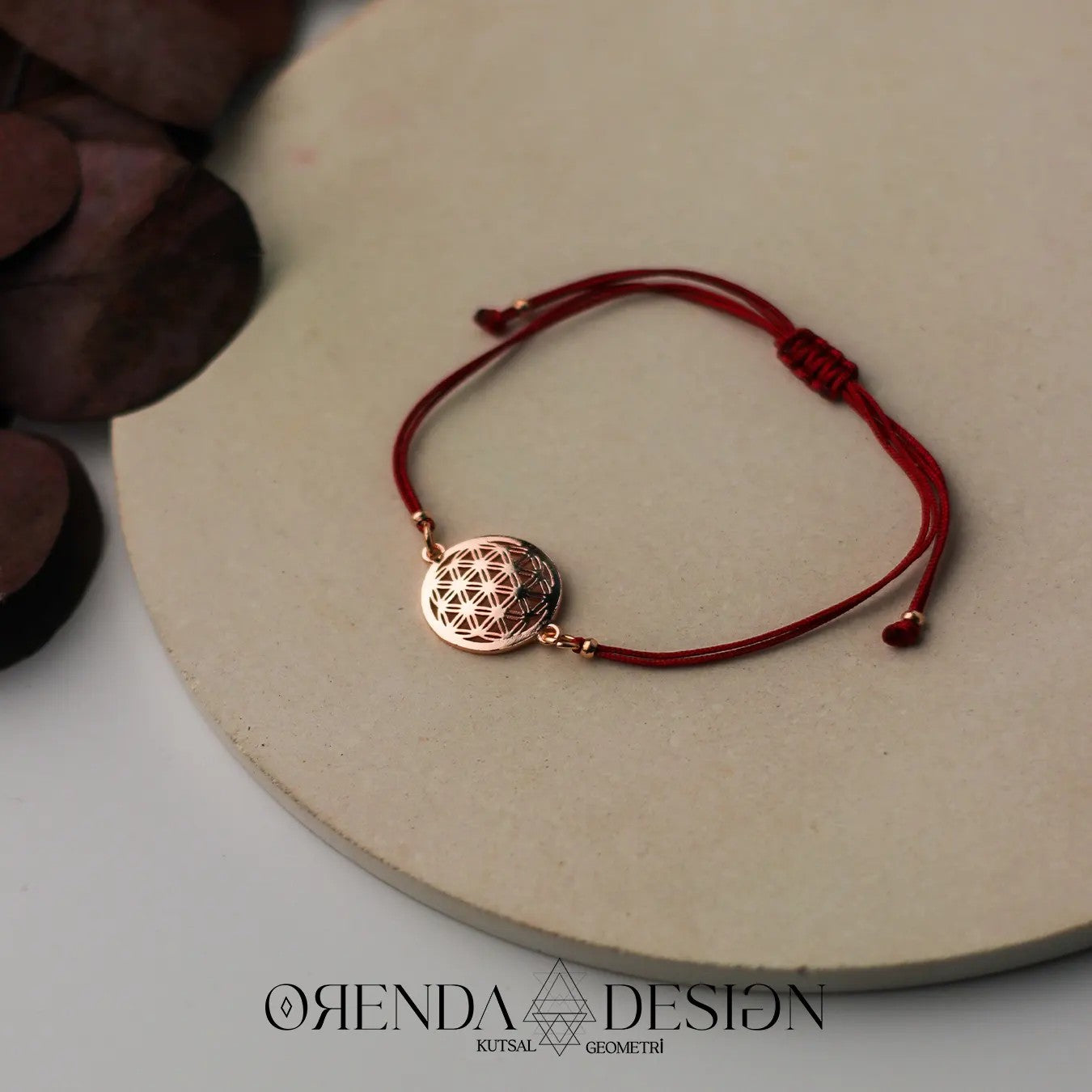 Rose Flower of Life Bracelet Burgundy Thread No.2