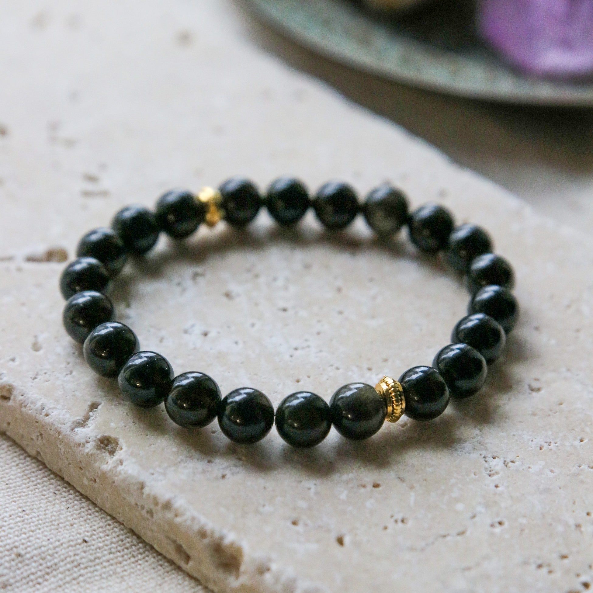 Obsidian Natural Stone Bracelet (Repel Negative Energy)