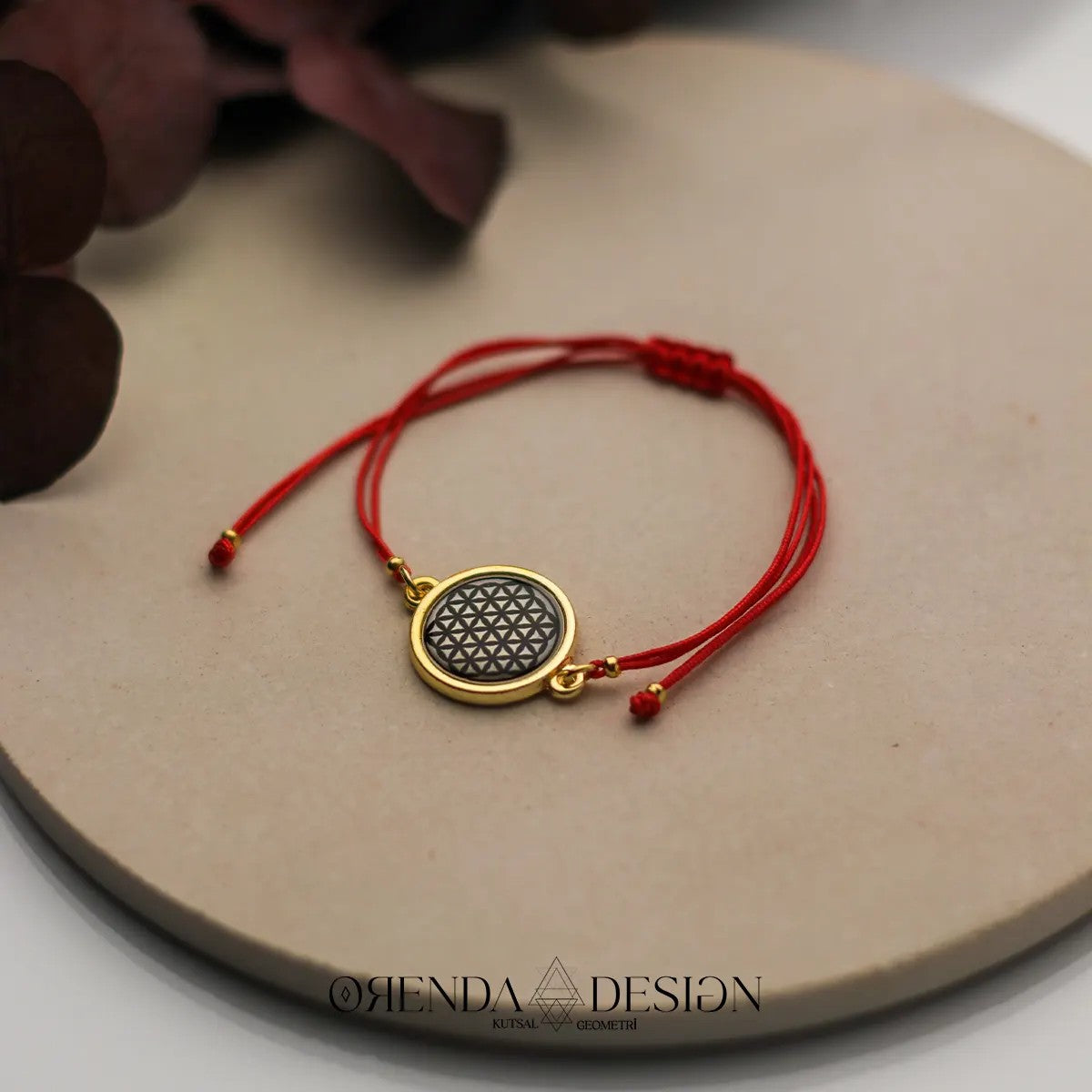 Gold Flower of Life Bracelet Red Thread Epoxy