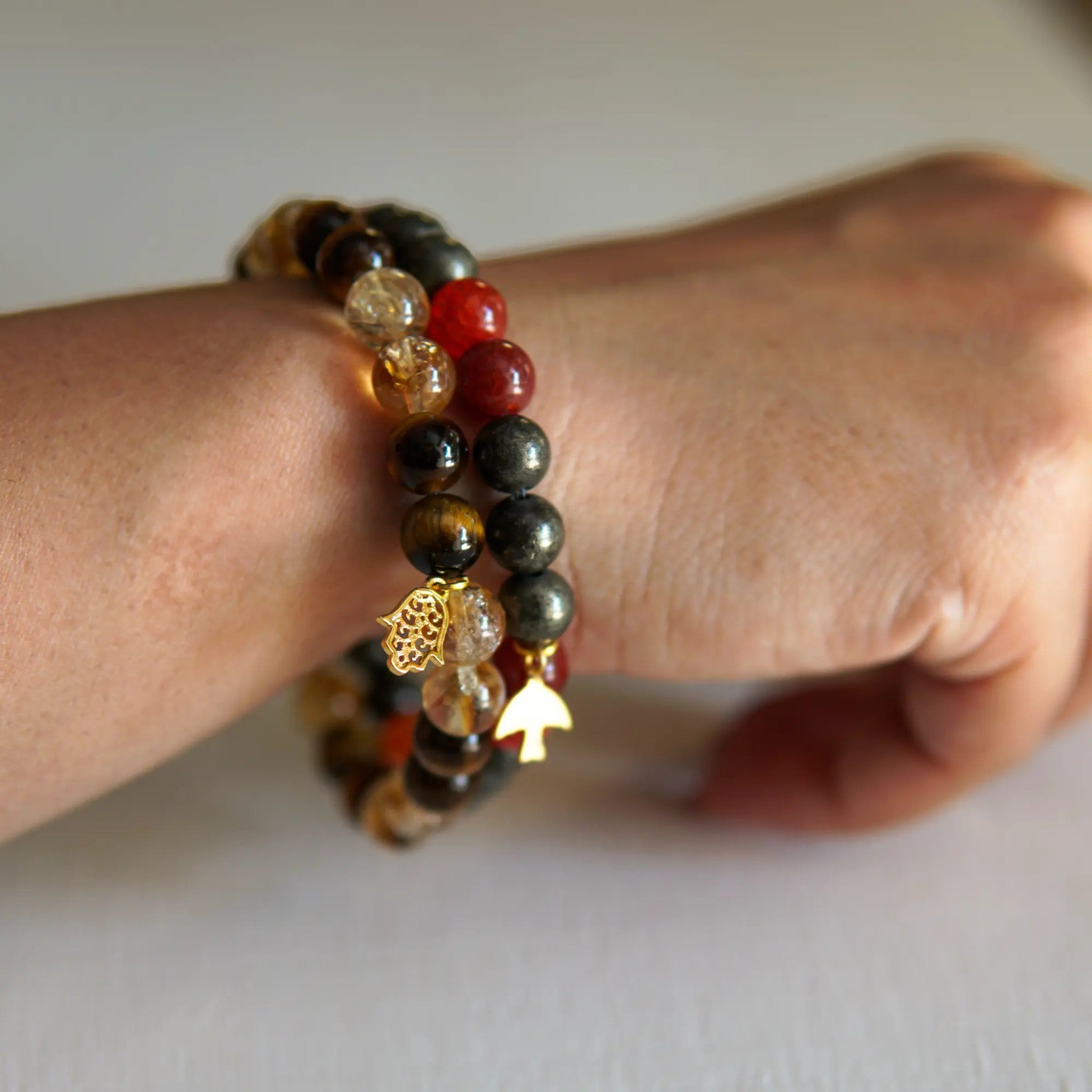 Fire Element Natural Stone Bracelet Set - Aries, Leo and Sagittarius