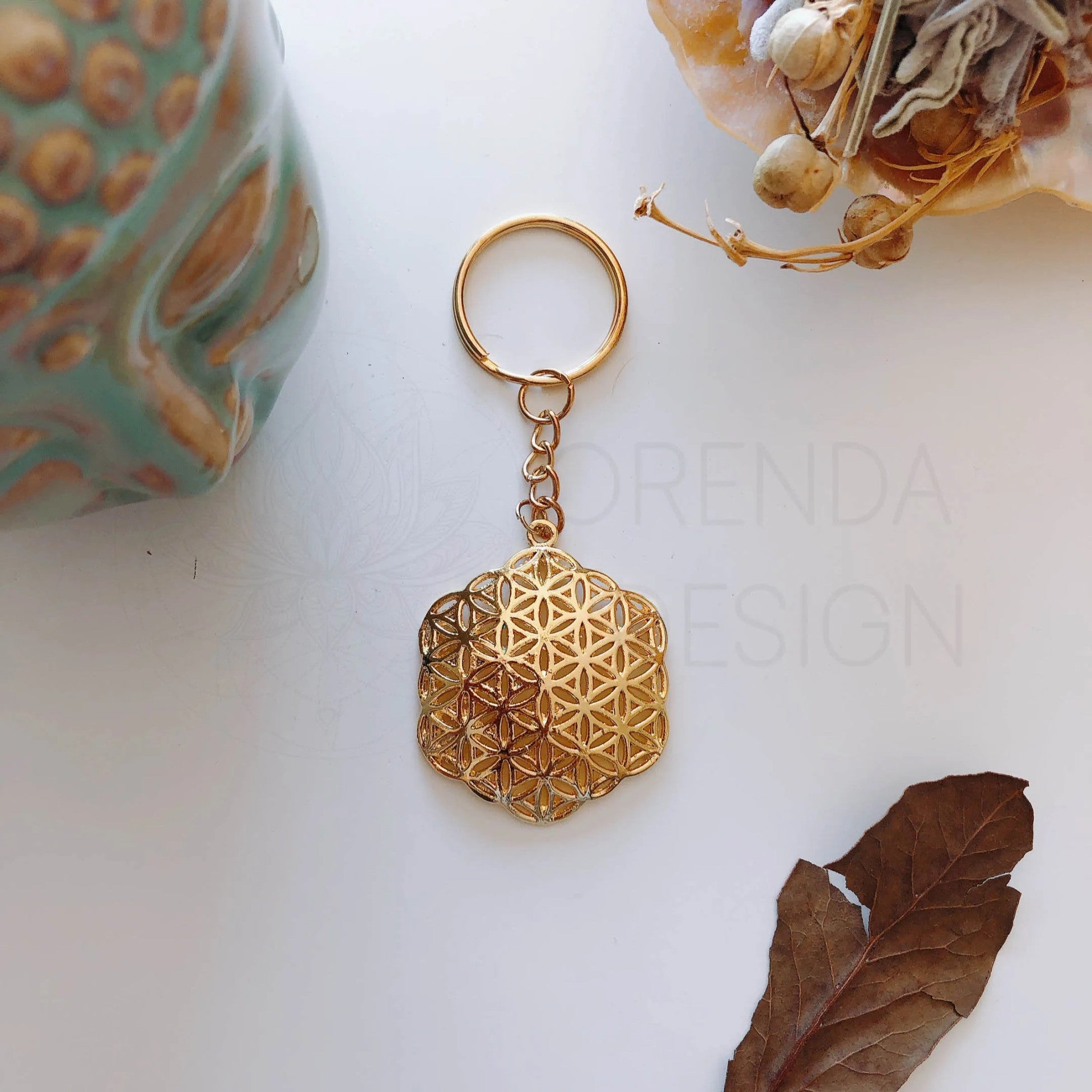 Gold Flower of Life Keychain