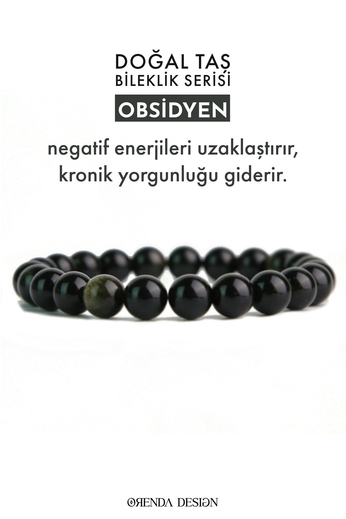 Obsidyen Doğal Taş Bileklik (Negatif Enerjiyi Uzaklaştırın)