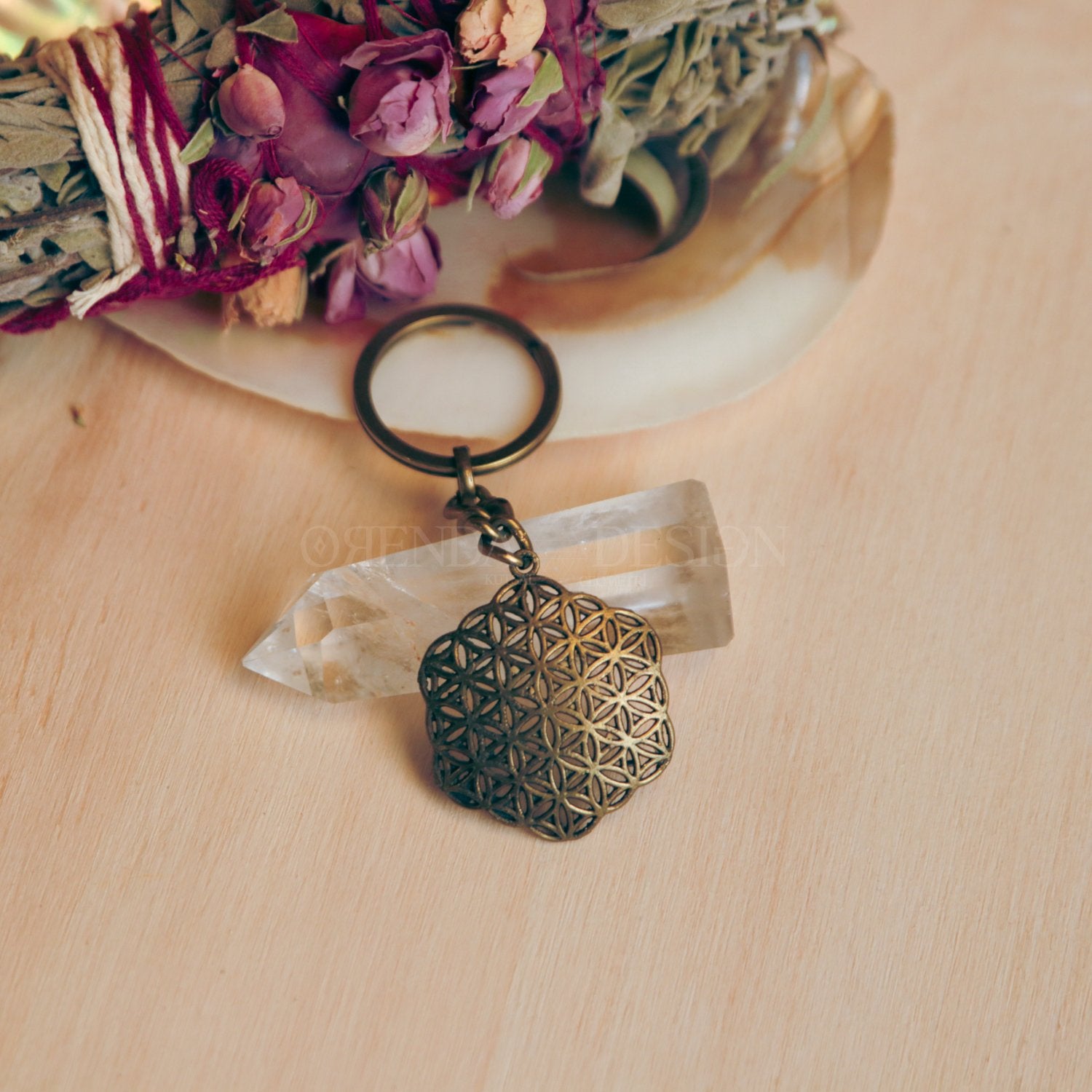 Bronze Flower of Life Keychain