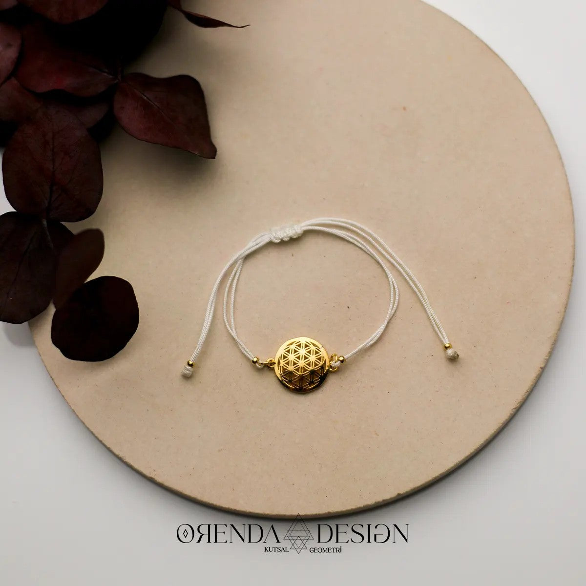 Gold Flower of Life Bracelet White Thread No.2