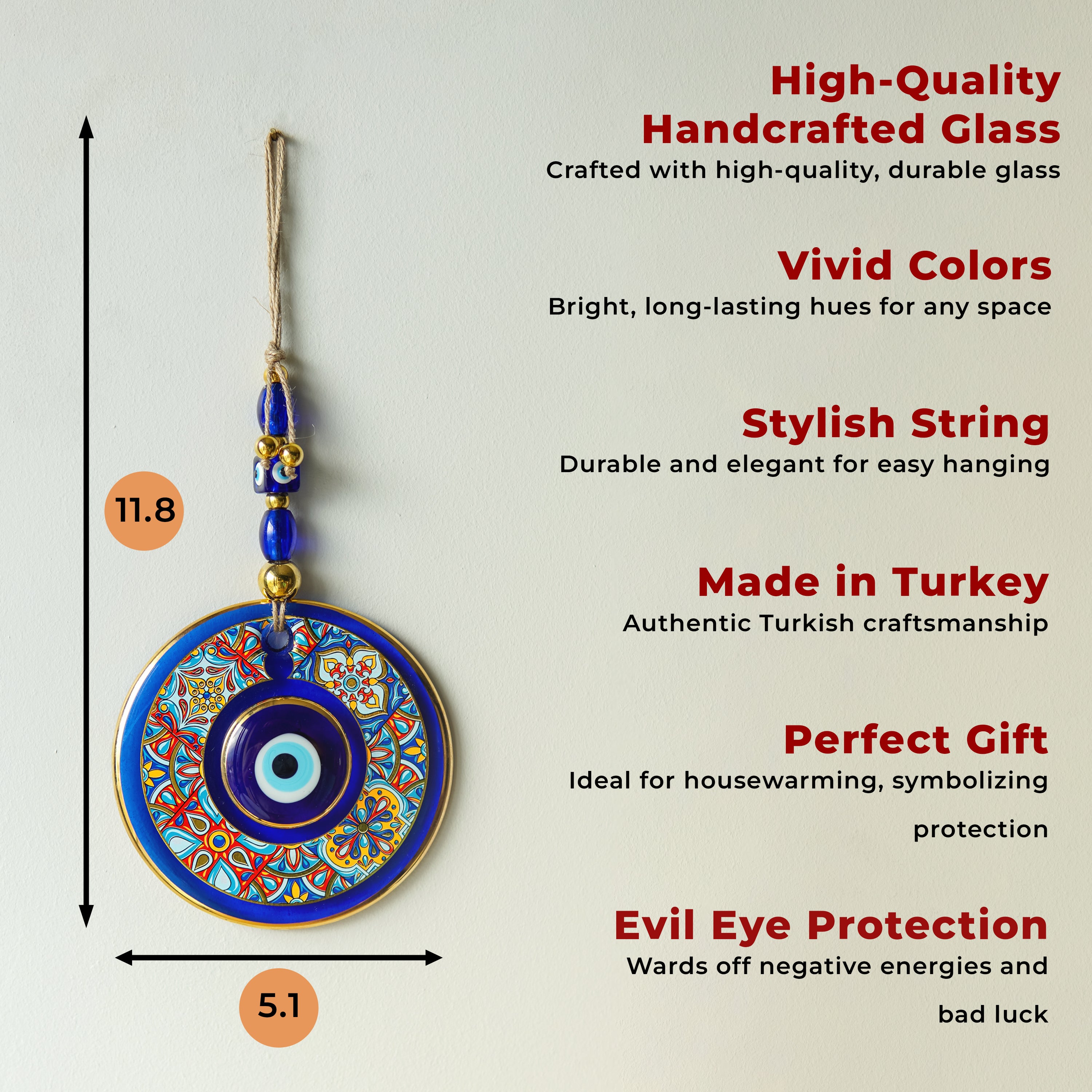 Geometrik Desenli Gold Nazar Boncuğu 2