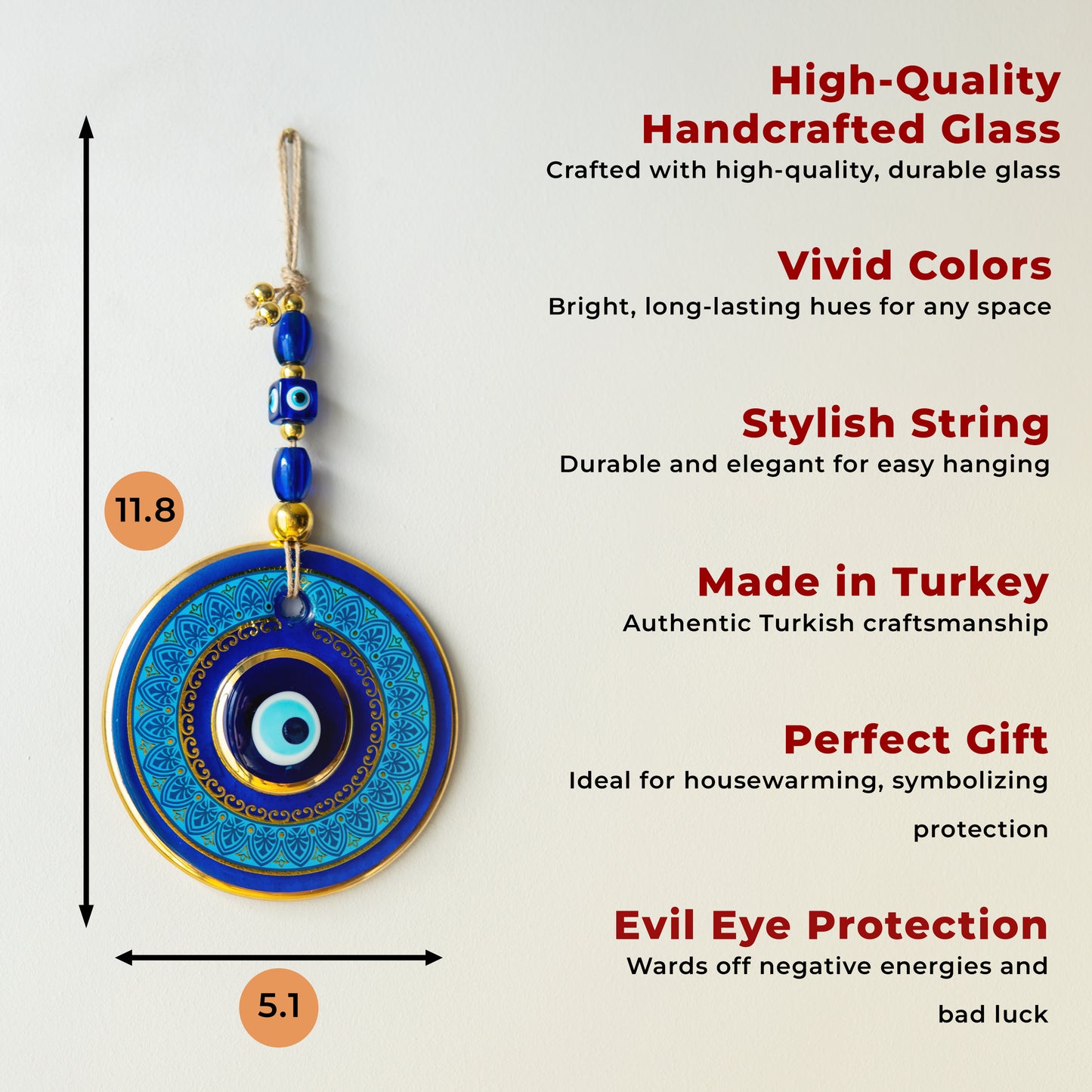 Geometric Patterned Gold Evil Eye Bead 3