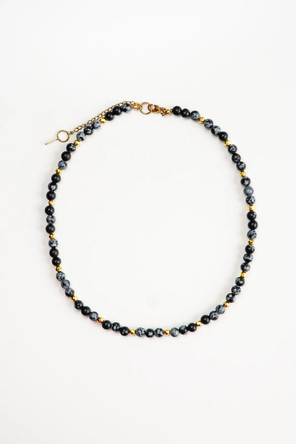 Karlı Obsidyen Doğal Taş Kolye (Denge ve Dönüşüm)