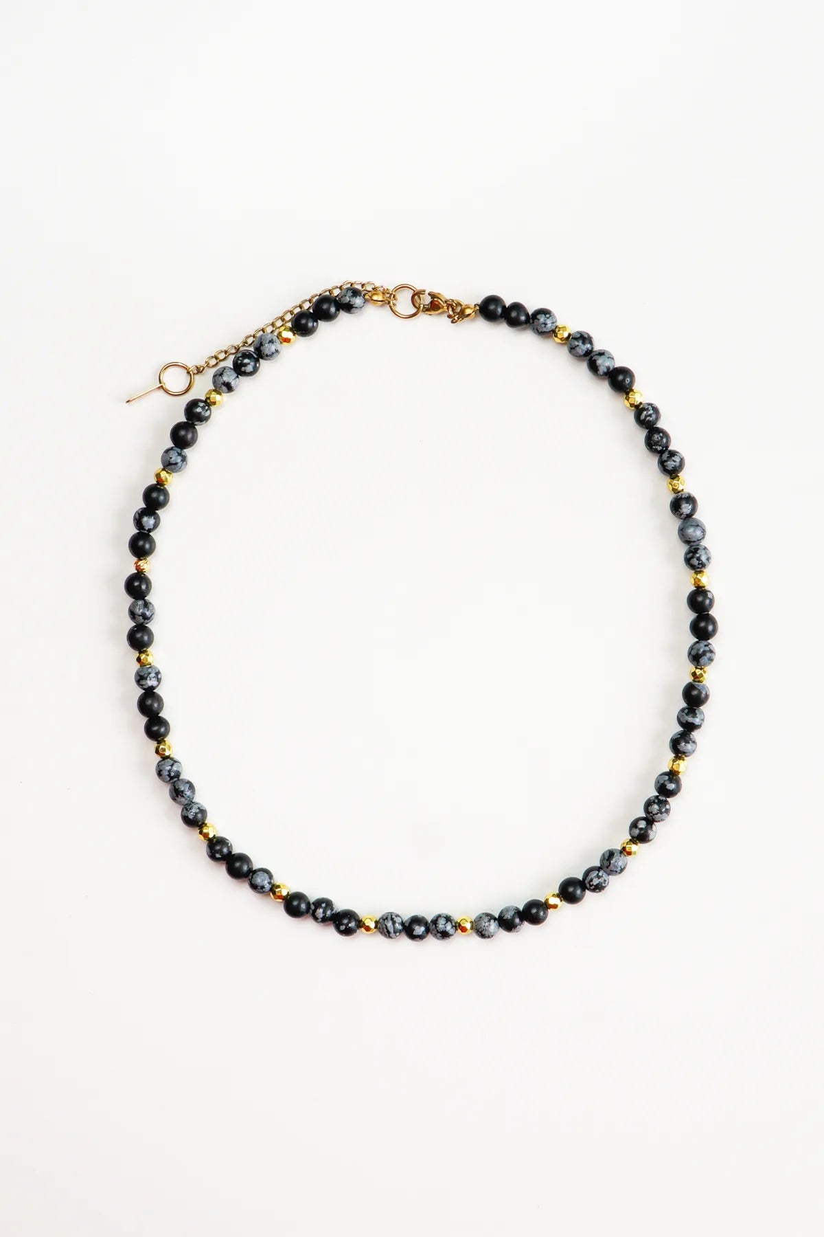 Karlı Obsidyen Doğal Taş Kolye (Denge ve Dönüşüm)