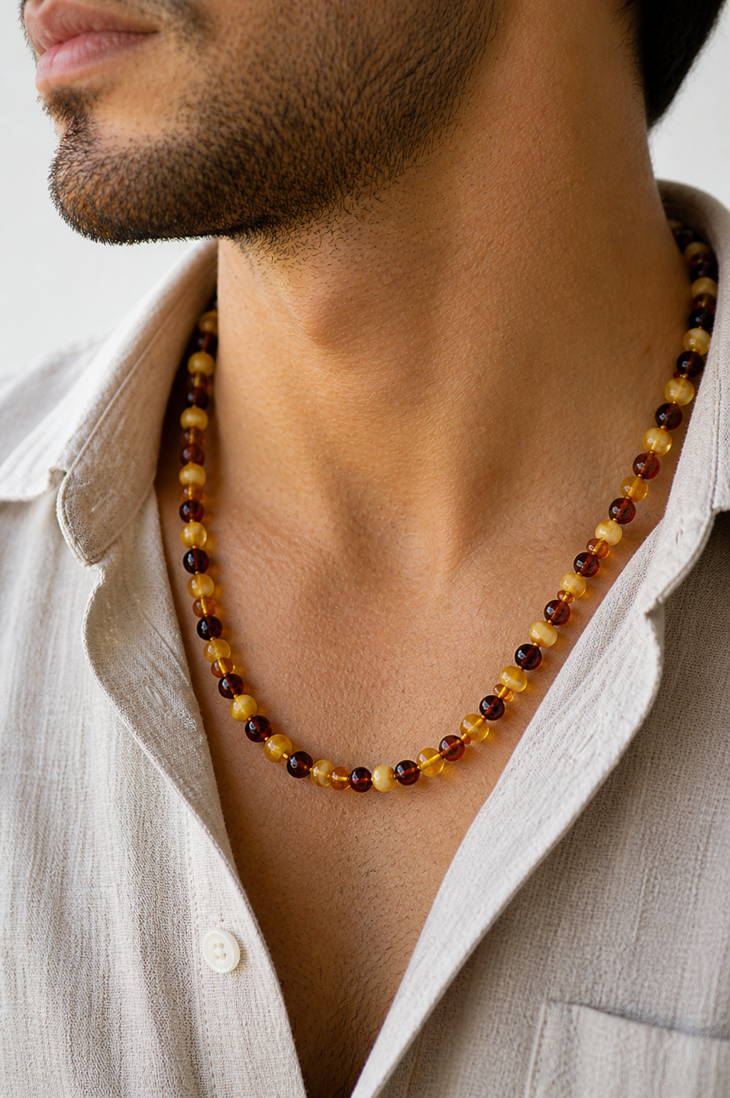 Kehribar Yetişkin Kolye-Unisex- Model 1